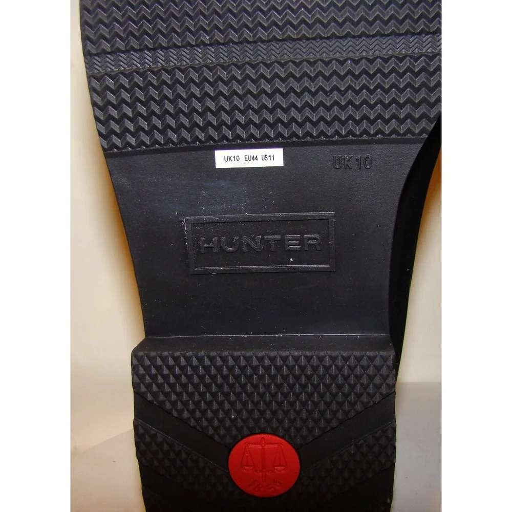 NEW! HUNTER MENS Black Chelsea Rubber Ankle BOOTS Buckle SIZE 11 WOMENS 12 DB3